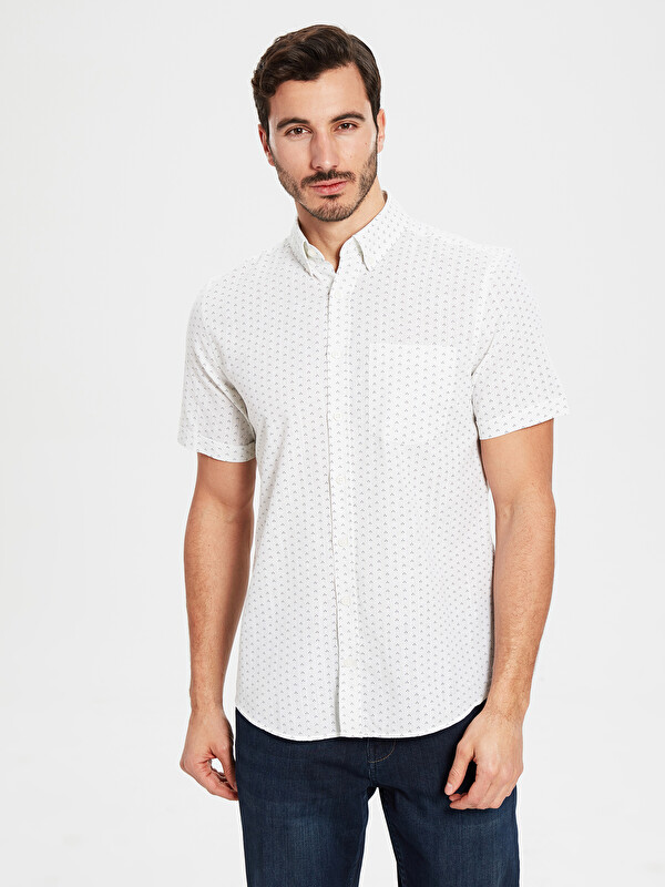 Regular Fit Desenli Kısa Kollu G&ouml;mlek - LC WAIKIKI