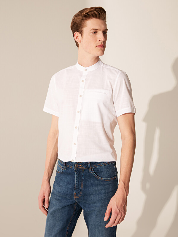 Slim Fit Kısa Kollu Poplin G&ouml;mlek - LC WAIKIKI