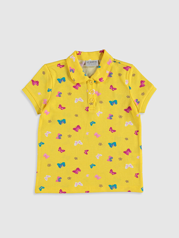 Kız Çocuk Baskılı Pamuklu Polo Yaka Tişört - LC WAIKIKI
