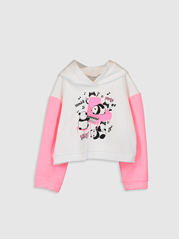 Kız &Ccedil;ocuk Baskılı Kap&uuml;şonlu Sweatshirt - LC WAIKIKI