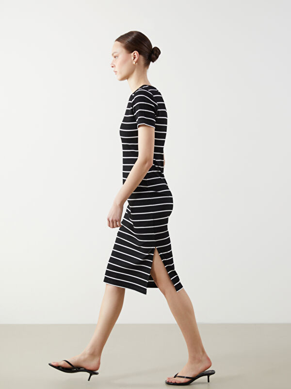 VIP【関税送料無料】希少 OFF-WHITE BLACK STRETCH DRESS Linen rich dress Color black - RESERVED - 9814O-99X