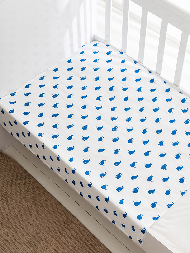 Beyaz Pamuklu Desenli Erkek Bebek Müslin Battaniye LC Beyaz Pamuklu Desenli Erkek Bebek Müslin Battaniye LC