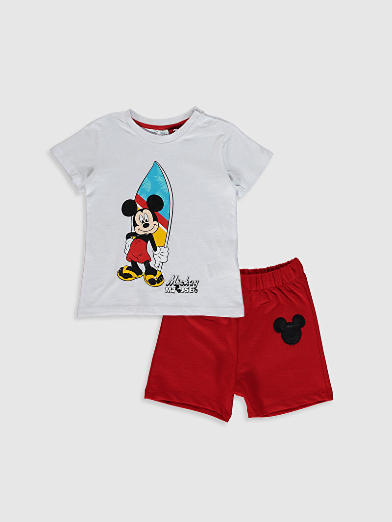 Beyaz Erkek Bebek Mickey Mouse Baskili Tisort Ve Sort Lc Waikiki