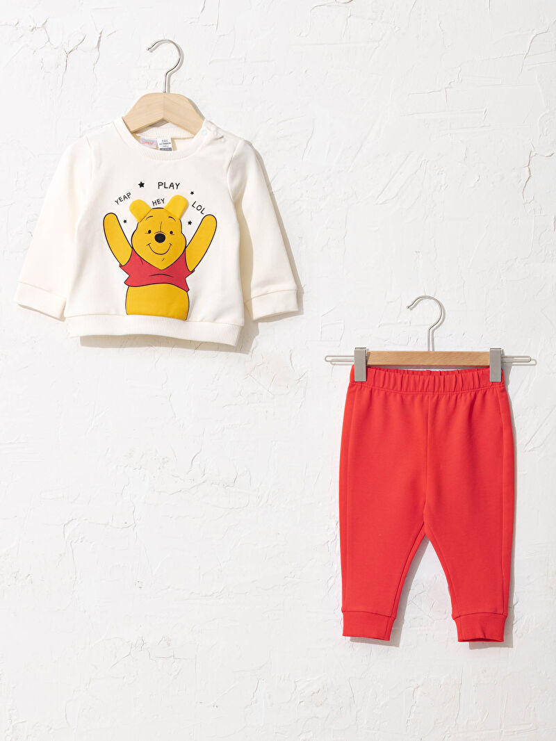 Ekru Erkek Bebek Winnie the Pooh Baskılı Takım 2�li LC
