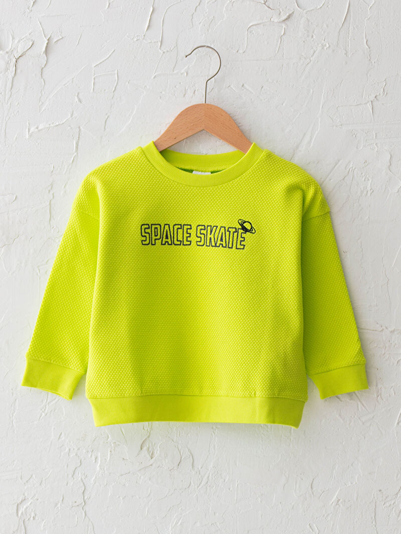 Yesil Bisiklet Yaka Uzun Kol Baskili Erkek Bebek Sweatshirt Lc Waikiki