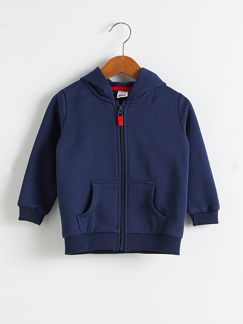Lacivert Erkek Bebek Kapusonlu Fermuarli Sweatshirt Lc Waikiki