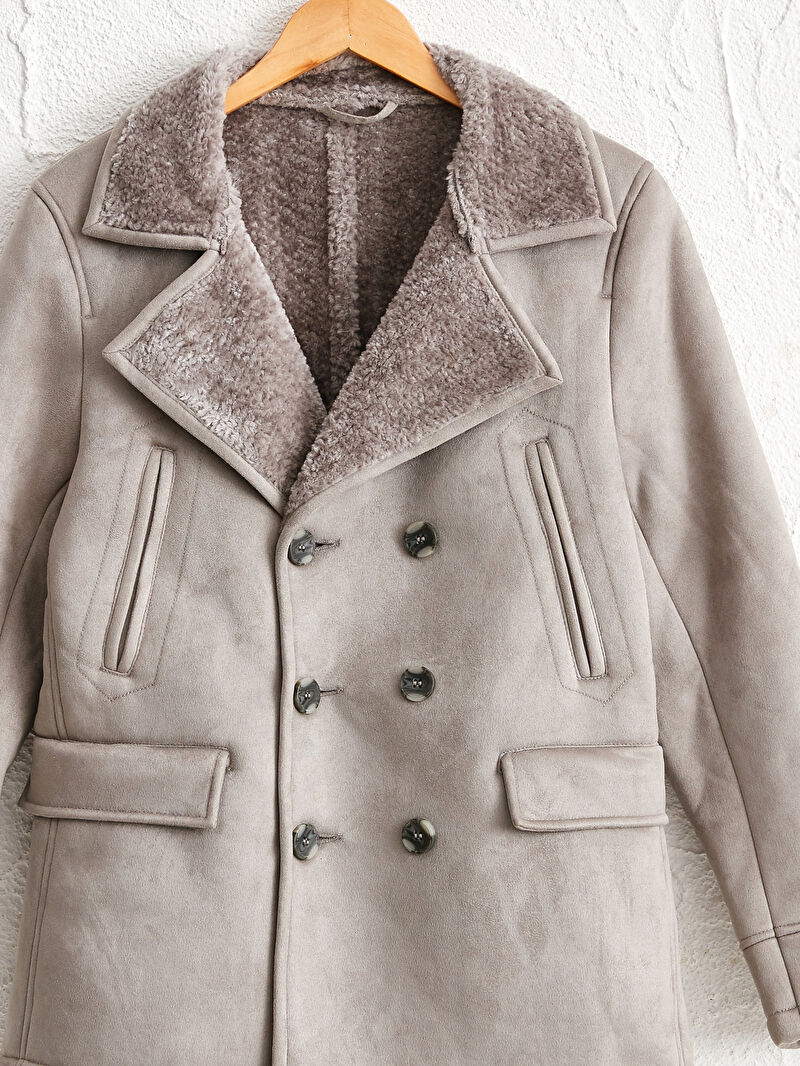 Gri Slim Fit Kalin Suet Erkek Kaban Lc Waikiki