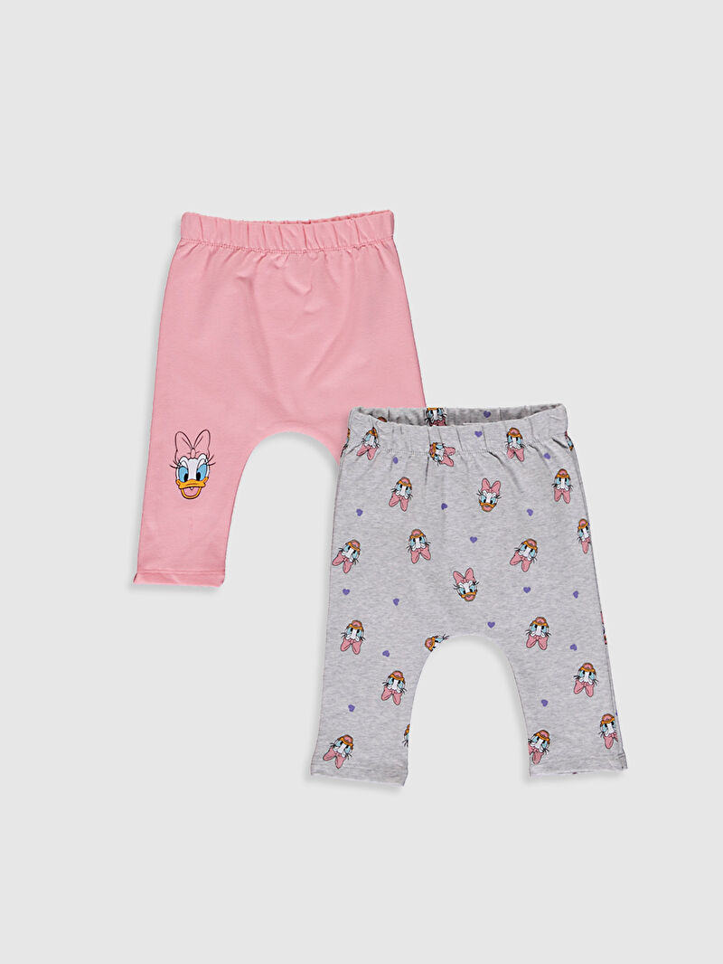 pembe kiz bebek daisy duck baskili pantolon 2 li lc waikiki