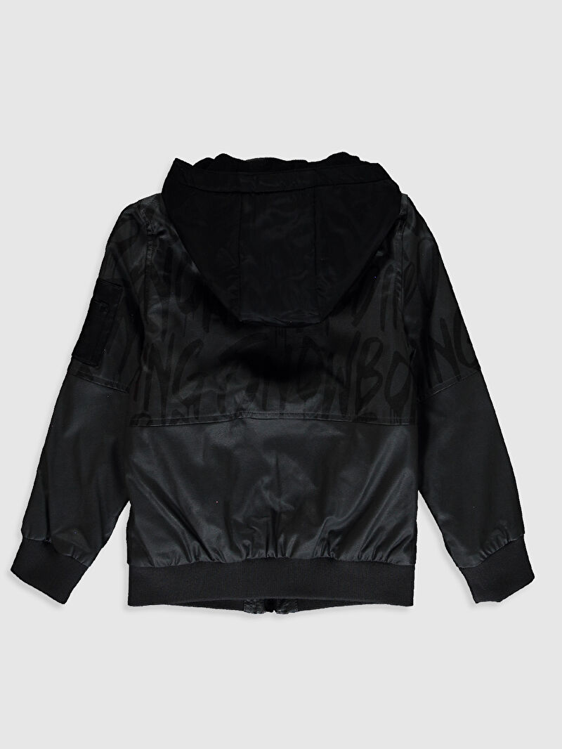 Antrasit Kapüşonlu Deri Görünümlü Erkek Çocuk Ceket LC Antrasit Kapüşonlu Deri Görünümlü Erkek Çocuk Ceket LC