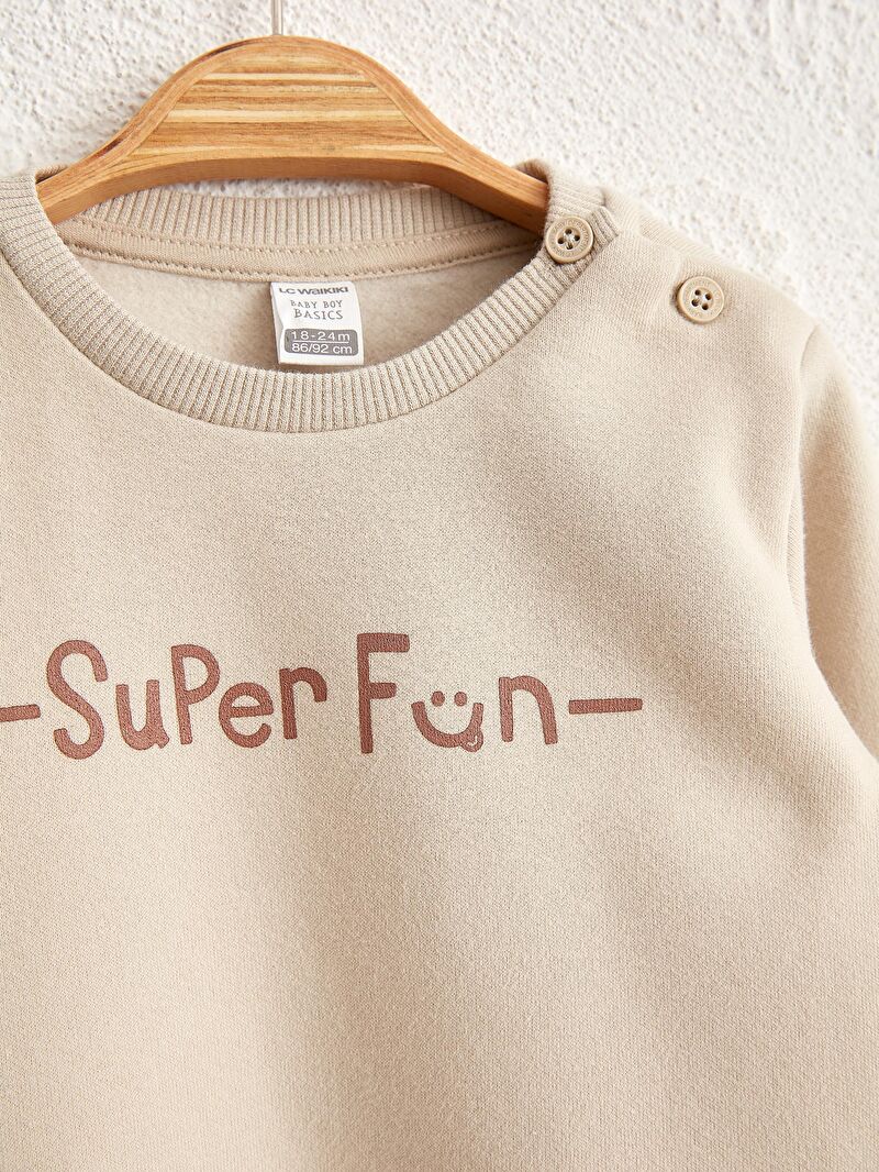 Bej Erkek Bebek Baskılı Sweatshirt LC Waikiki