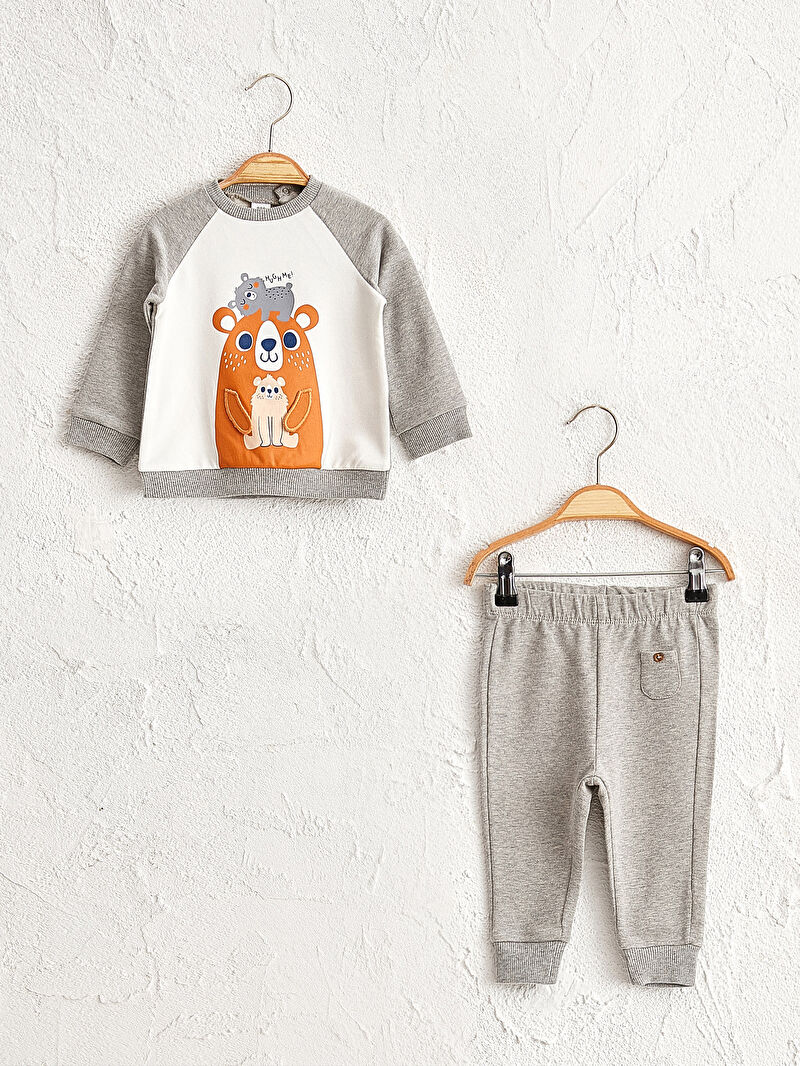 Ekru Erkek Bebek Sweatshirt Ve Pantolon Lc Waikiki