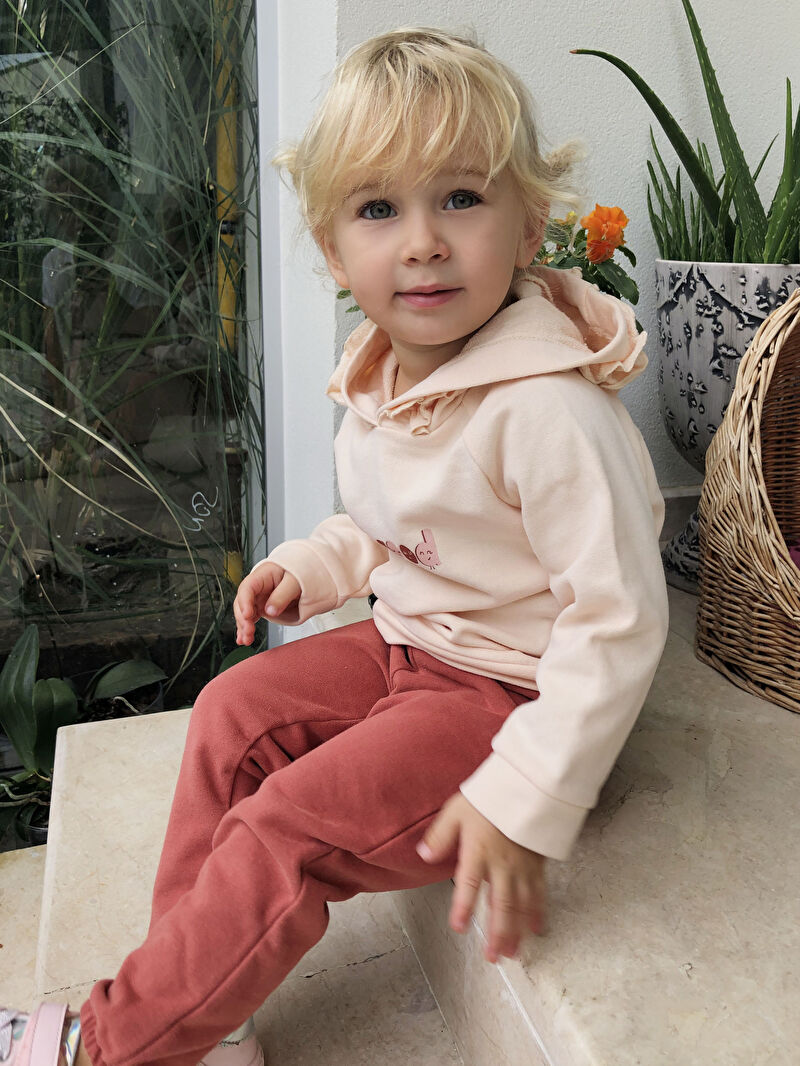 Bej LCW GREEN Kız Bebek Organik Sweatshirt ve Pantolon