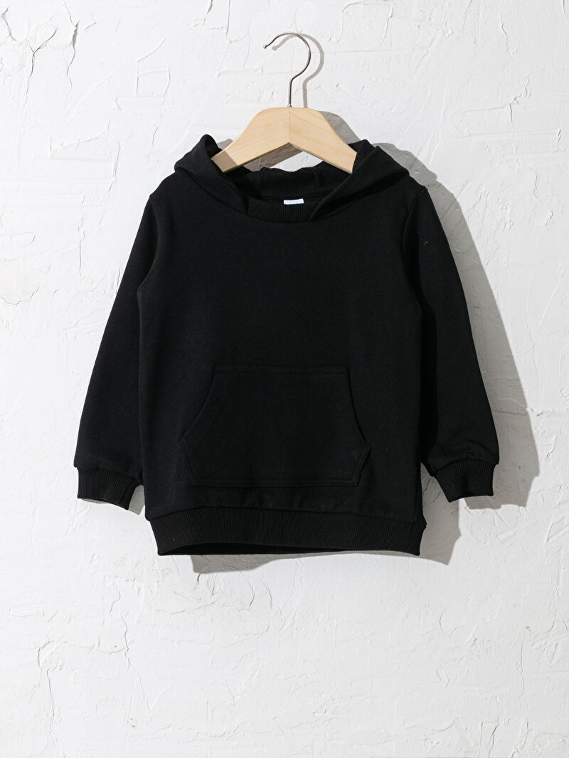 Siyah Erkek Bebek Kapusonlu Sweatshirt Lc Waikiki