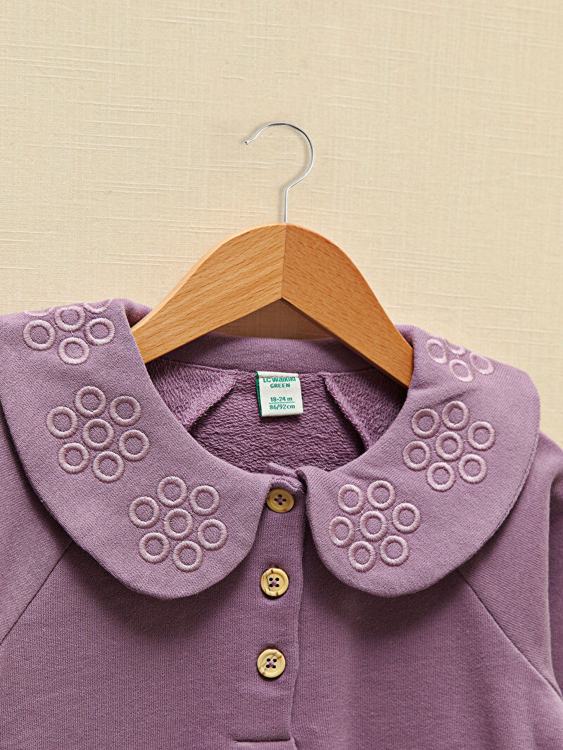 Mor LCW GREEN Kız Bebek Organik Pamuklu Sweatshirt ve