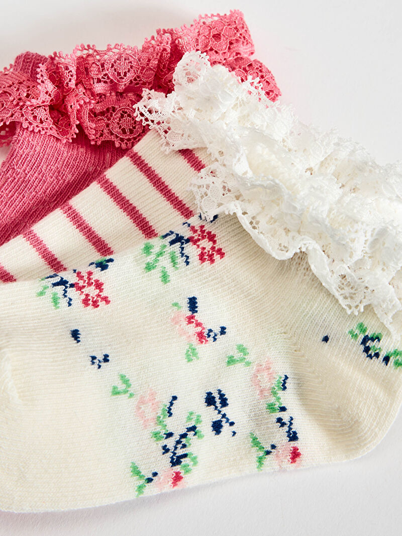 Çok Renkli Kız Bebek Patik Çorap 3�lü LC Waikiki Çok Renkli Kız Bebek Patik Çorap 3�lü LC Waikiki