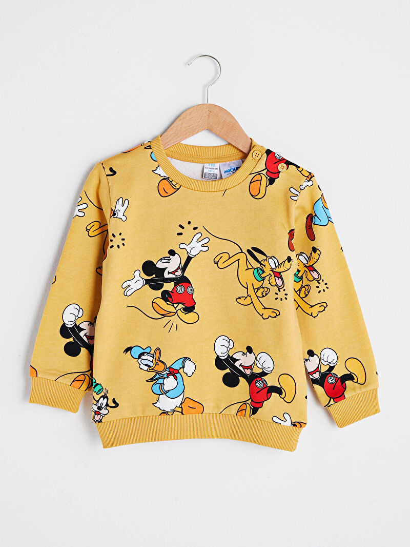 Sari Bisiklet Yaka Uzun Kol Disney Baskili Erkek Bebek Sweatshirt Lc Waikiki