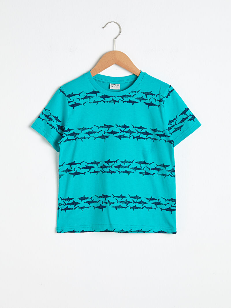 Yeşil LCW GREEN Erkek Çocuk Baskılı Pamuklu Tişört LC