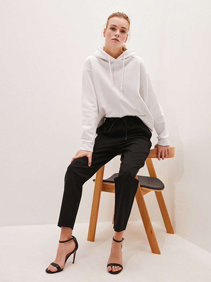 siyah lcw classic beli lastikli baglama detayli kadin pantolon lc waikiki