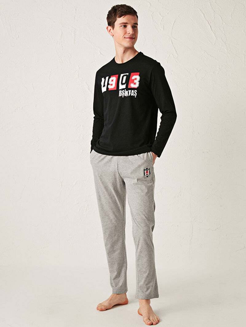 Gri Standart Kalip Besiktas Baskili Erkek Taraftar Pijama Takimi Lc Waikiki