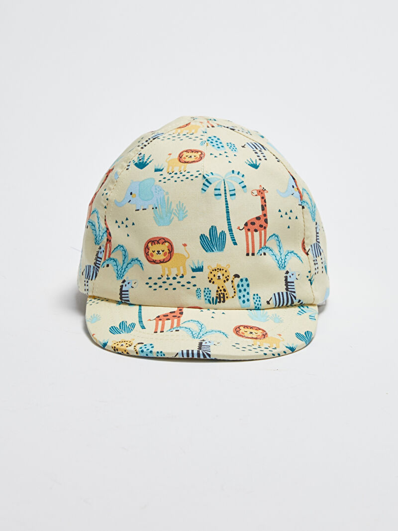 Ekru Baskılı Erkek Bebek Şapka LC Waikiki