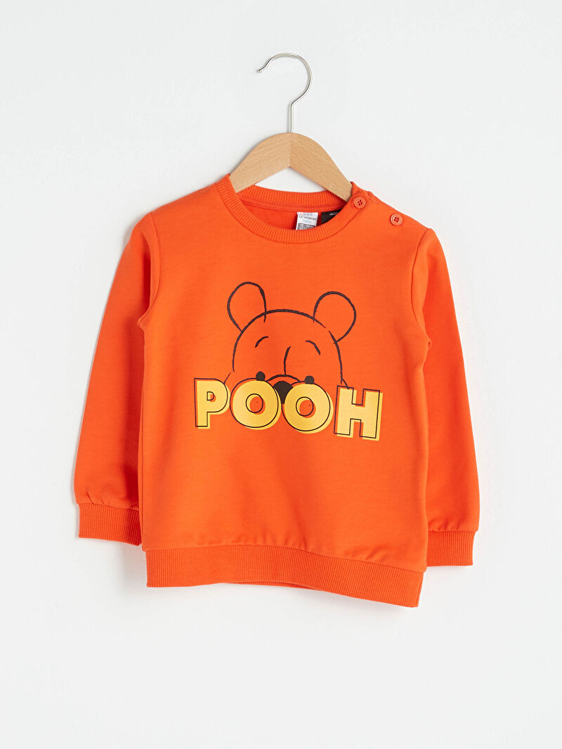 Turuncu Bisiklet Yaka Uzun Kol Winnie The Pooh Baskili Erkek Bebek Sweatshirt Lc Waikiki