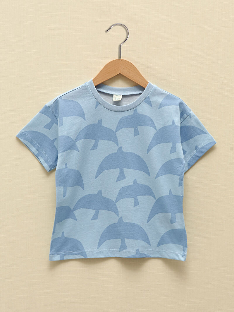 Mavi Bisiklet Yaka Kısa Kol Baskılı Organik Pamuklu Erkek