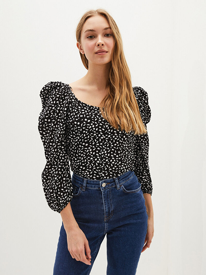 Bluza Iz Viskozy S Rukavami Buf S1ar68z8 Lqj Lc Waikiki