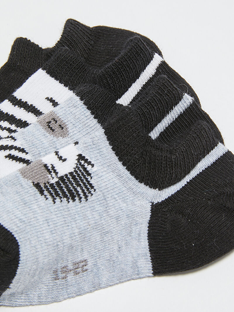 Ekru Baskılı Erkek Bebek Sneaker Çorap 4�lü LC Waikiki