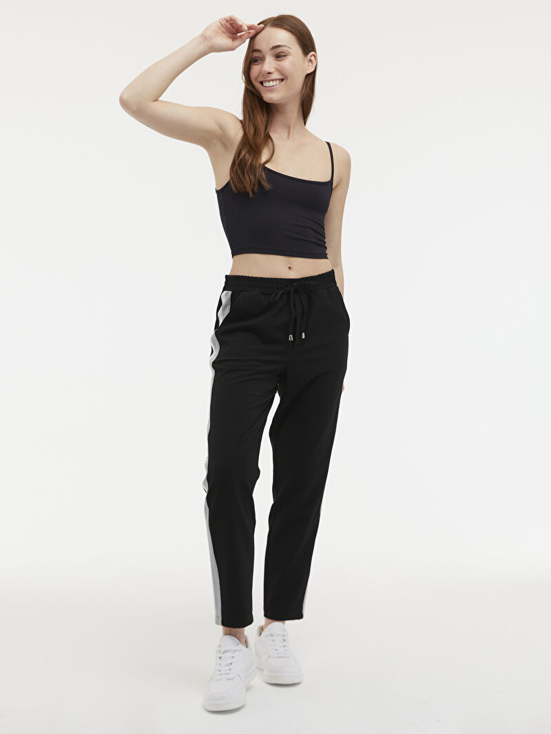 siyah lcw casual beli lastikli serit detayli pantolon lc waikiki