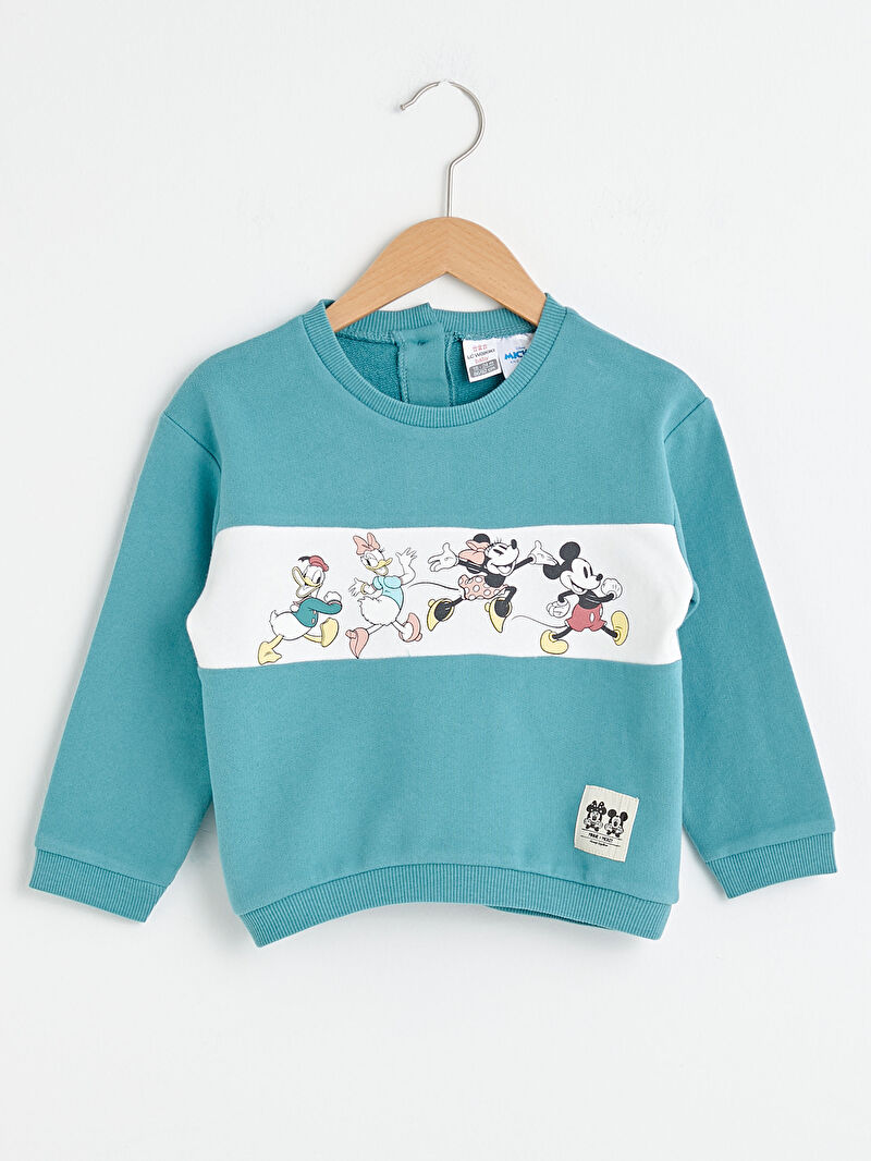 Turkuaz Bisiklet Yaka Uzun Kol Disney Baskili Kiz Bebek Sweatshirt Lc Waikiki