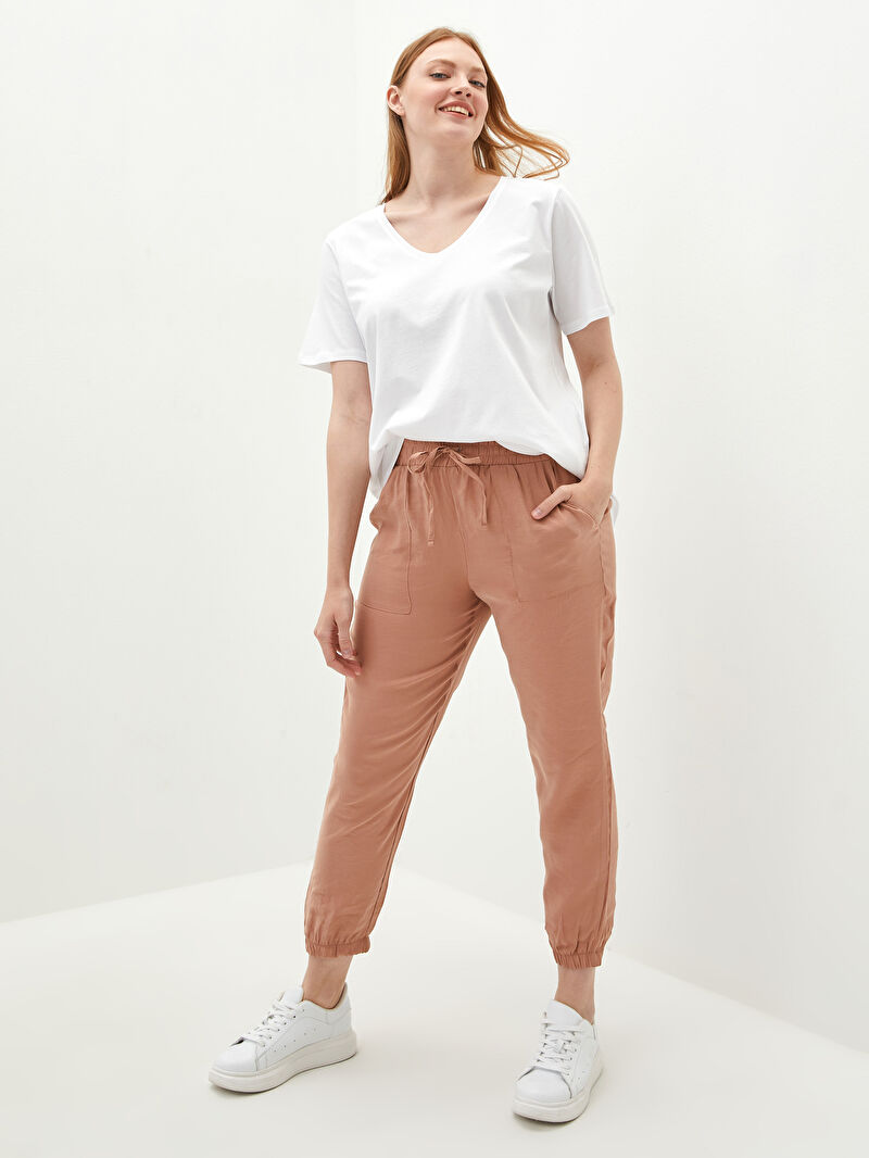 Kahverengi Lcw Casual Beli Lastikli Cep Detayli Modal Kadin Jogger Pantolon Lc Waikiki