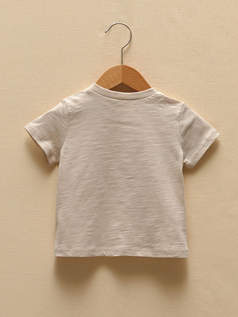 Bej LCW GREEN Bisiklet Yaka Kısa Kollu Organik Pamuklu