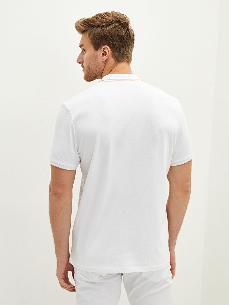 Beyaz Lcw Vision Polo Yaka Kisa Kollu Desenli Erkek Tisort Lc Waikiki