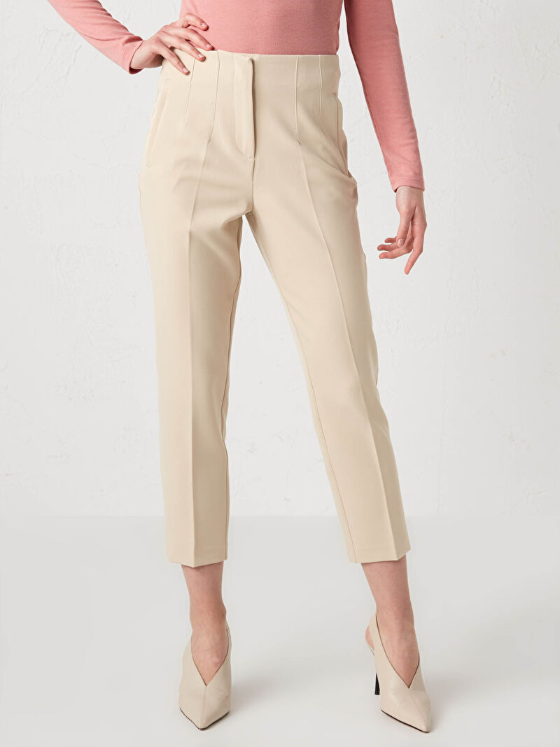 Bej Lcw Vision Yuksek Bel Slim Fit Kadin Pantolon Lc Waikiki