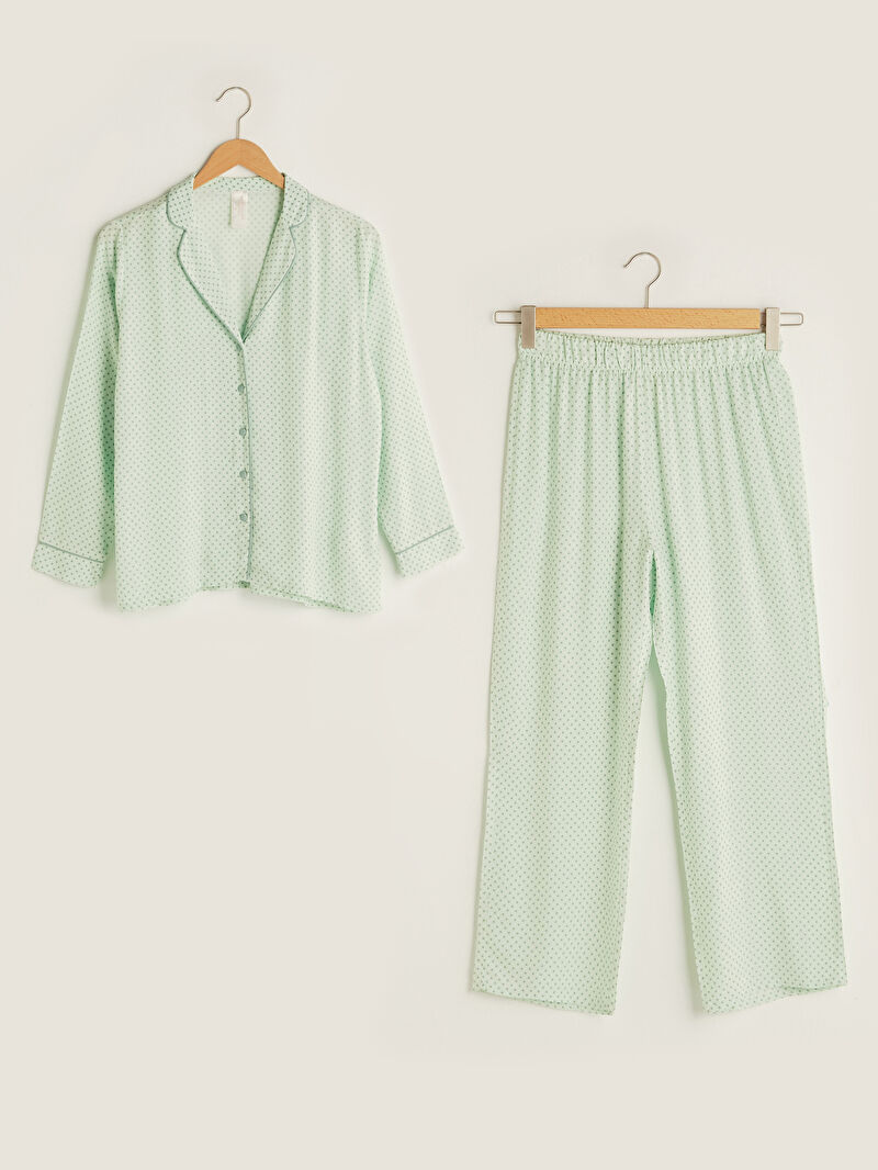 Yesil Petite Gomlek Yaka Puantiyeli Uzun Kollu Kadin Pijama Takimi Lc Waikiki