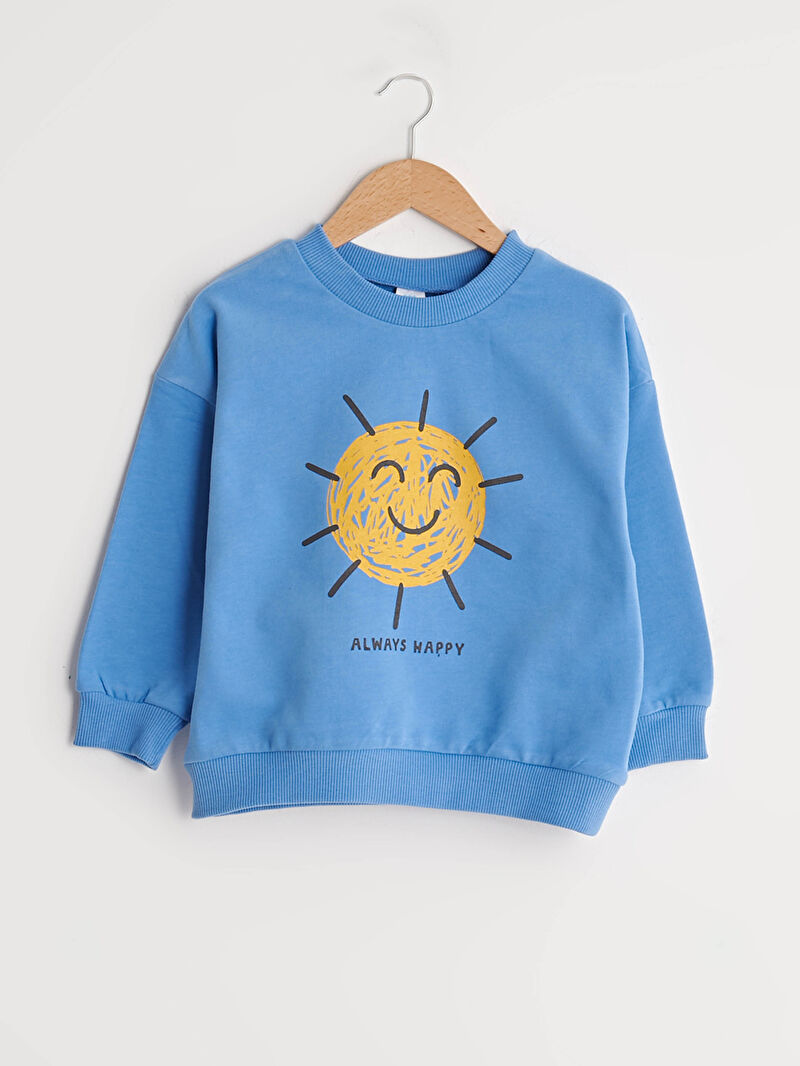 Mavi Bisiklet Yaka Uzun Kol Baskili Erkek Bebek Sweatshirt Lc Waikiki