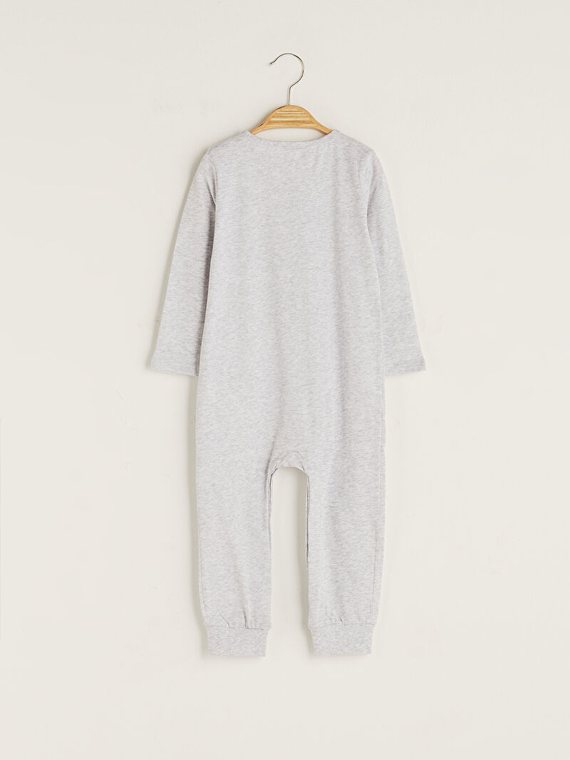 Gri Bisiklet Yaka Uzun Kol Baskılı Erkek Bebek Tulum LC Gri Bisiklet Yaka Uzun Kol Baskılı Erkek Bebek Tulum LC