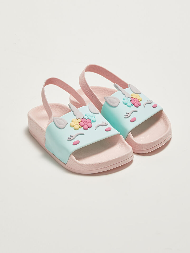 Pembe Tek Bantlı Aplikeli Kız Bebek Plaj Terliği LC Waikiki