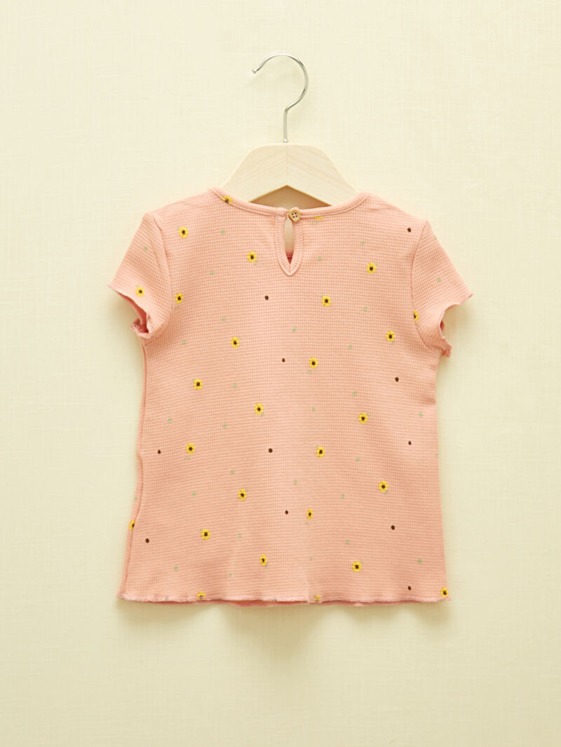 Pembe LCW GREEN Bisiklet Yaka Kısa Kollu Baskılı Kız Bebek