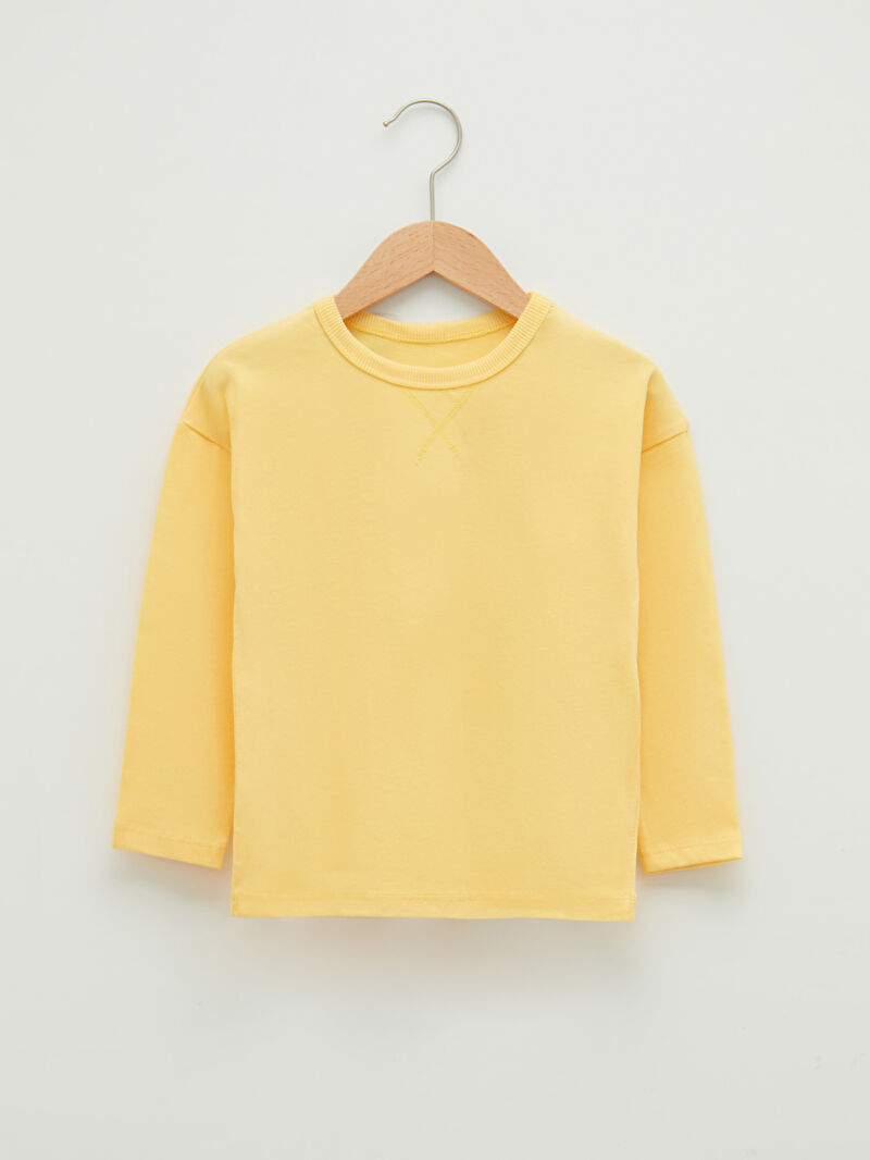 Sarı Bisiklet Yaka Uzun Kollu Basic Erkek Bebek Tişört