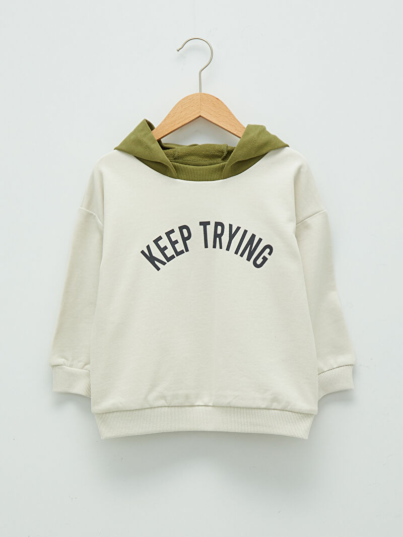 Gri Kapusonlu Uzun Kol Baskili Erkek Bebek Sweatshirt Lc Waikiki Gri Kapusonlu Uzun Kol Baskili Erkek Bebek Sweatshirt Lc Waikiki