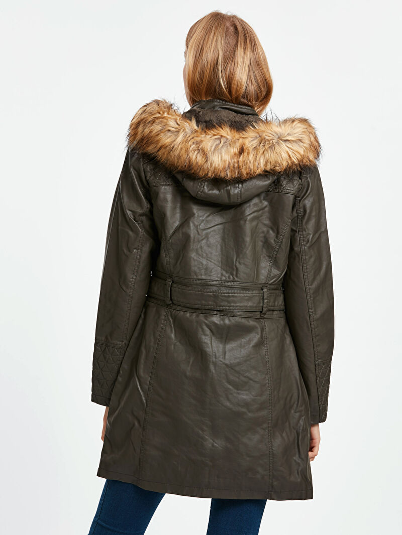 khaki faux leather jacket