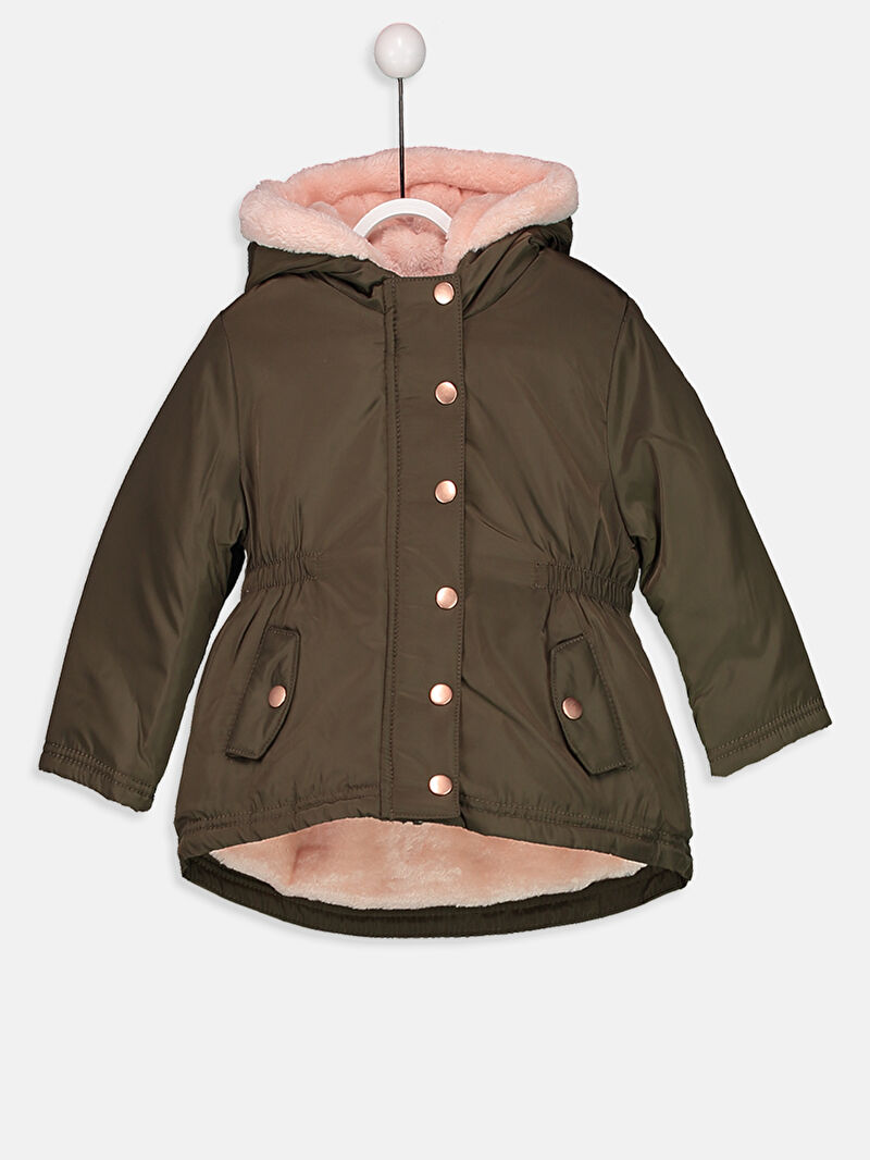 Yeşil Kız Bebek Kürk Astarlı Kalın Uzun Kaban LC Waikiki