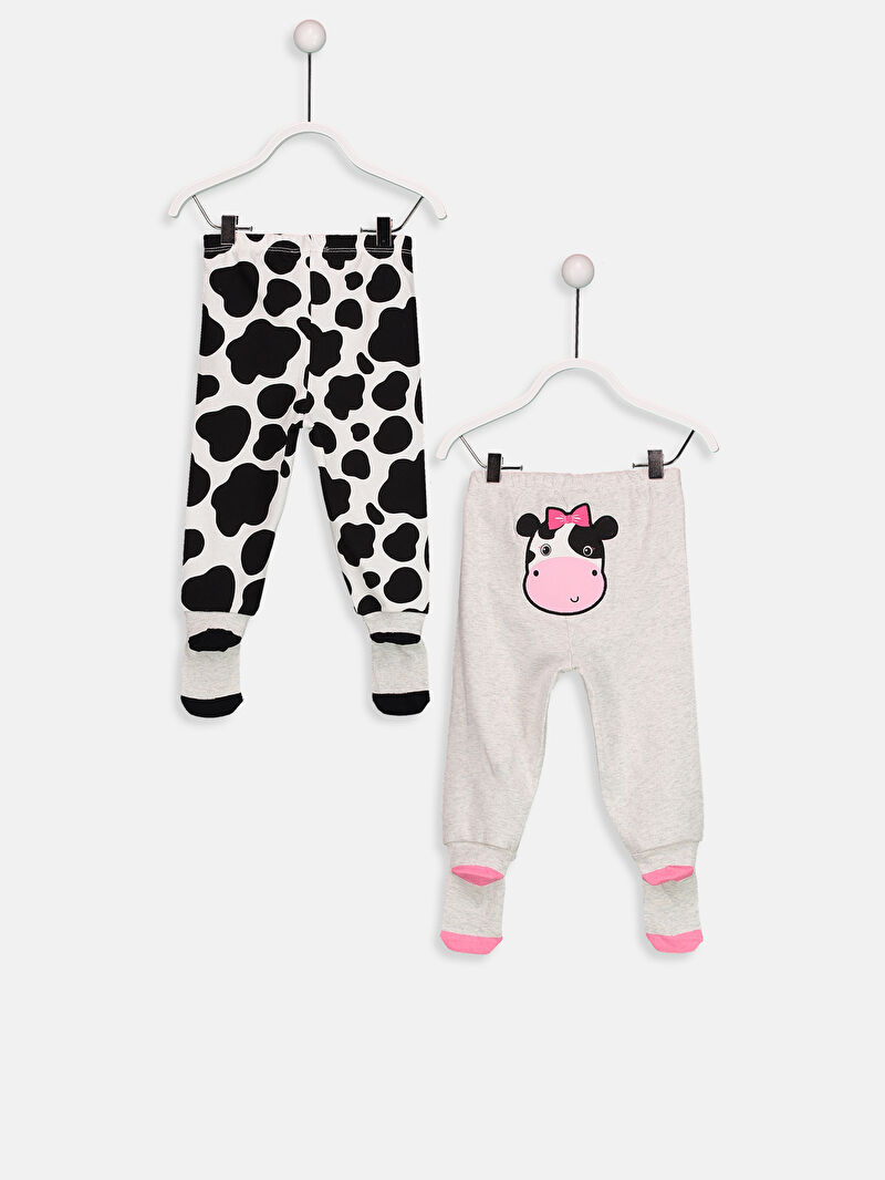 Gri Kız Bebek Çoraplı Pijama Alt 2�li LC Waikiki