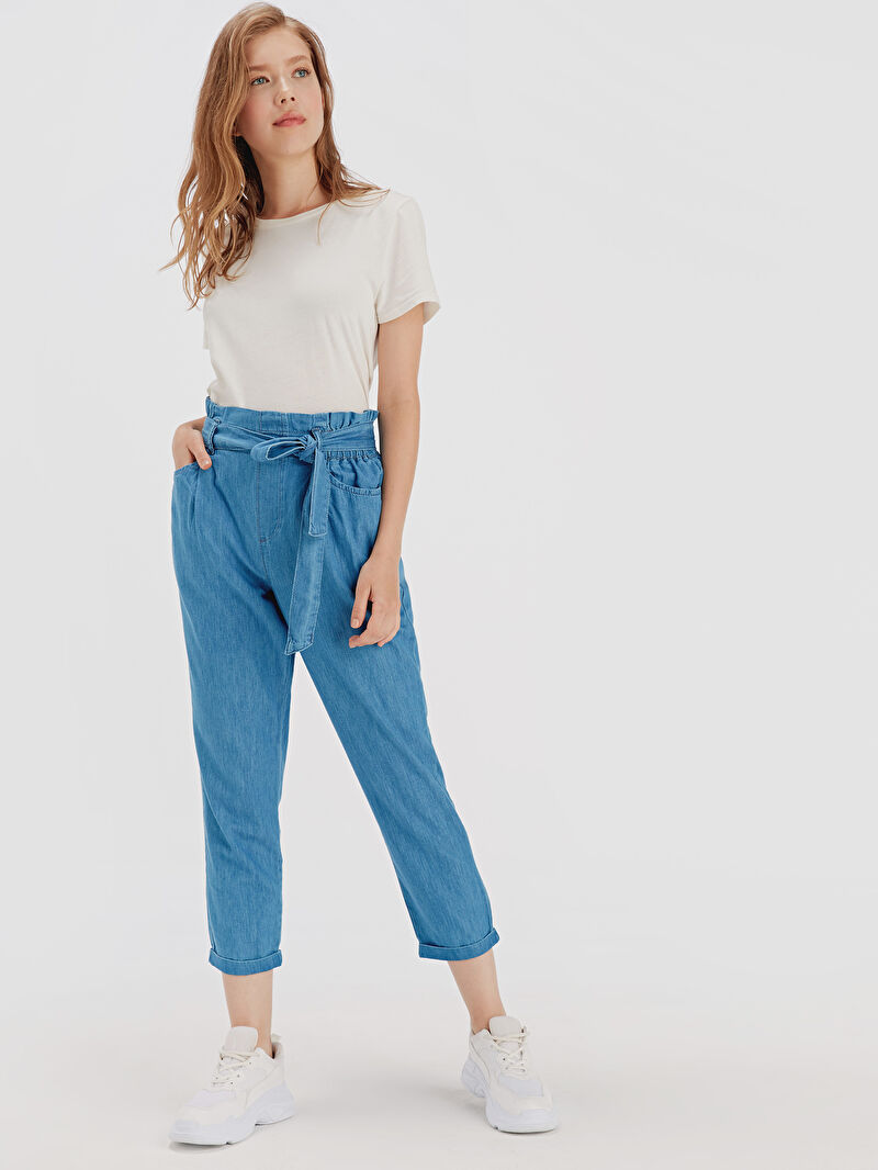 indigo beli lastikli kusakli havuc jean pantolon lc waikiki