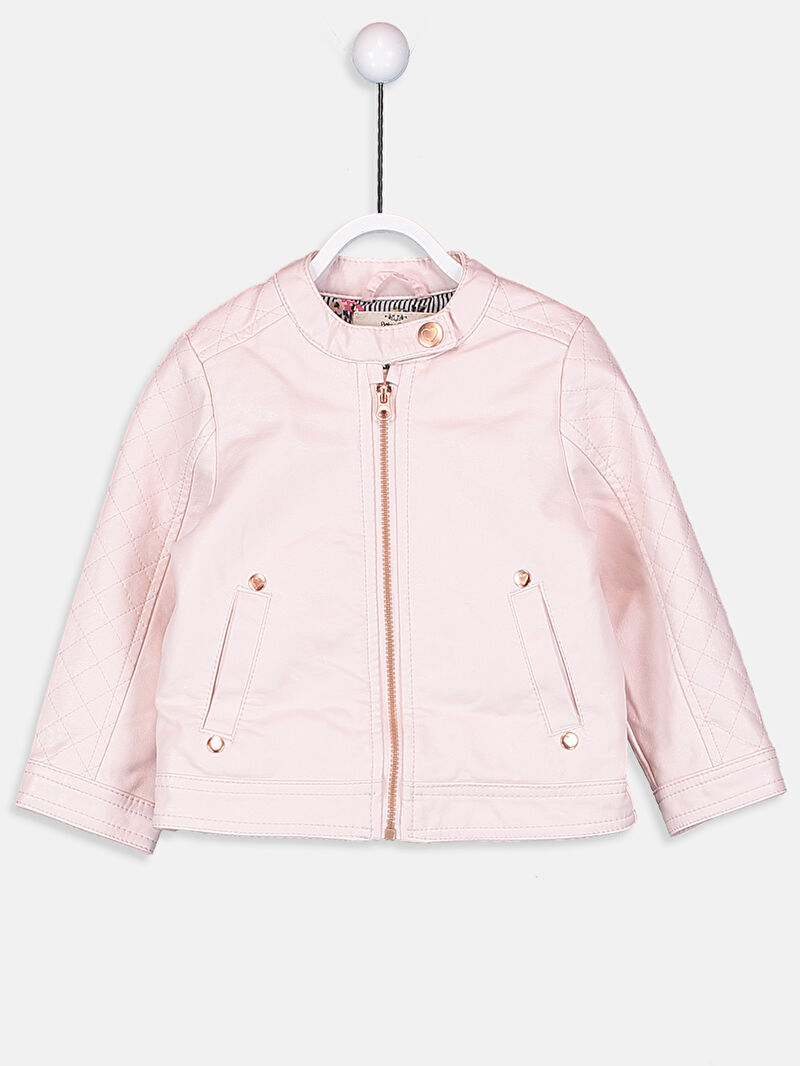 Pembe Kız Bebek Deri Görünümlü Ceket LC Waikiki