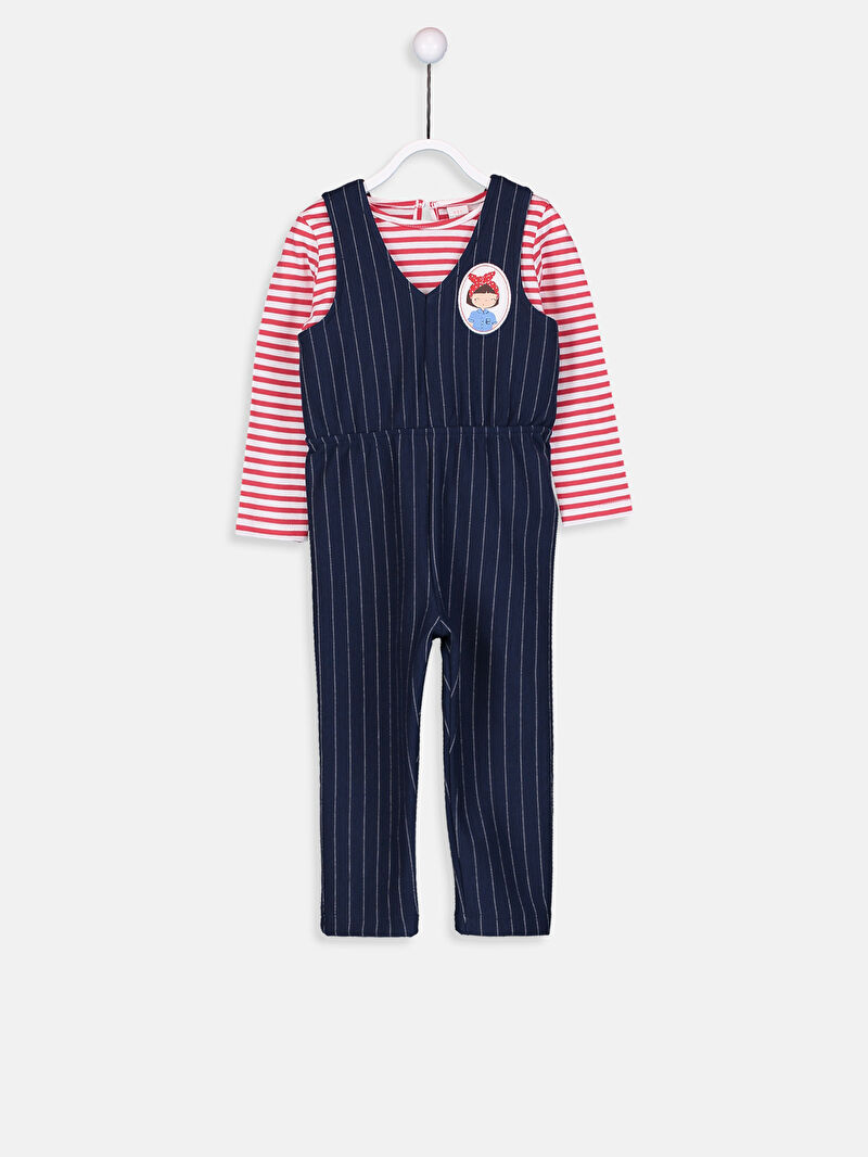 Lacivert Kız Bebek Tişört Ve Salopet LC Waikiki