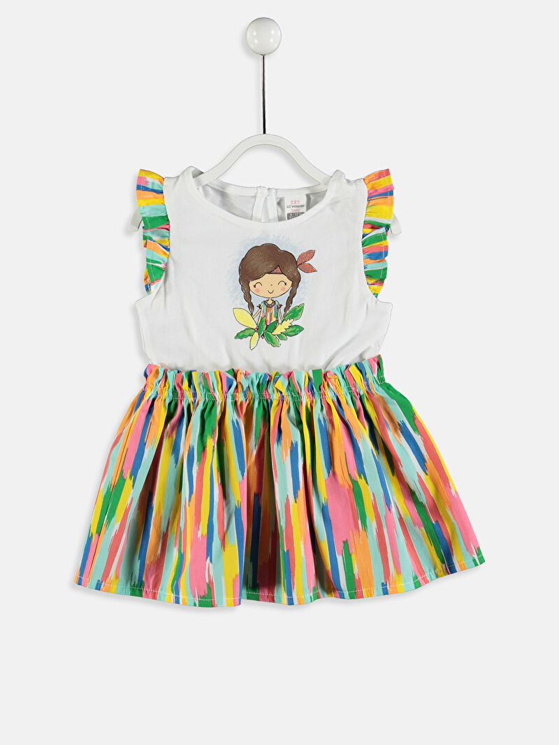 Yeşil Kız Bebek Desenli Elbise LC Waikiki