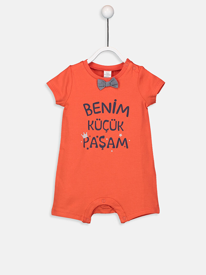 Turuncu Turuncu Erkek Bebek Yazı Baskılı Tulum LC Waikiki