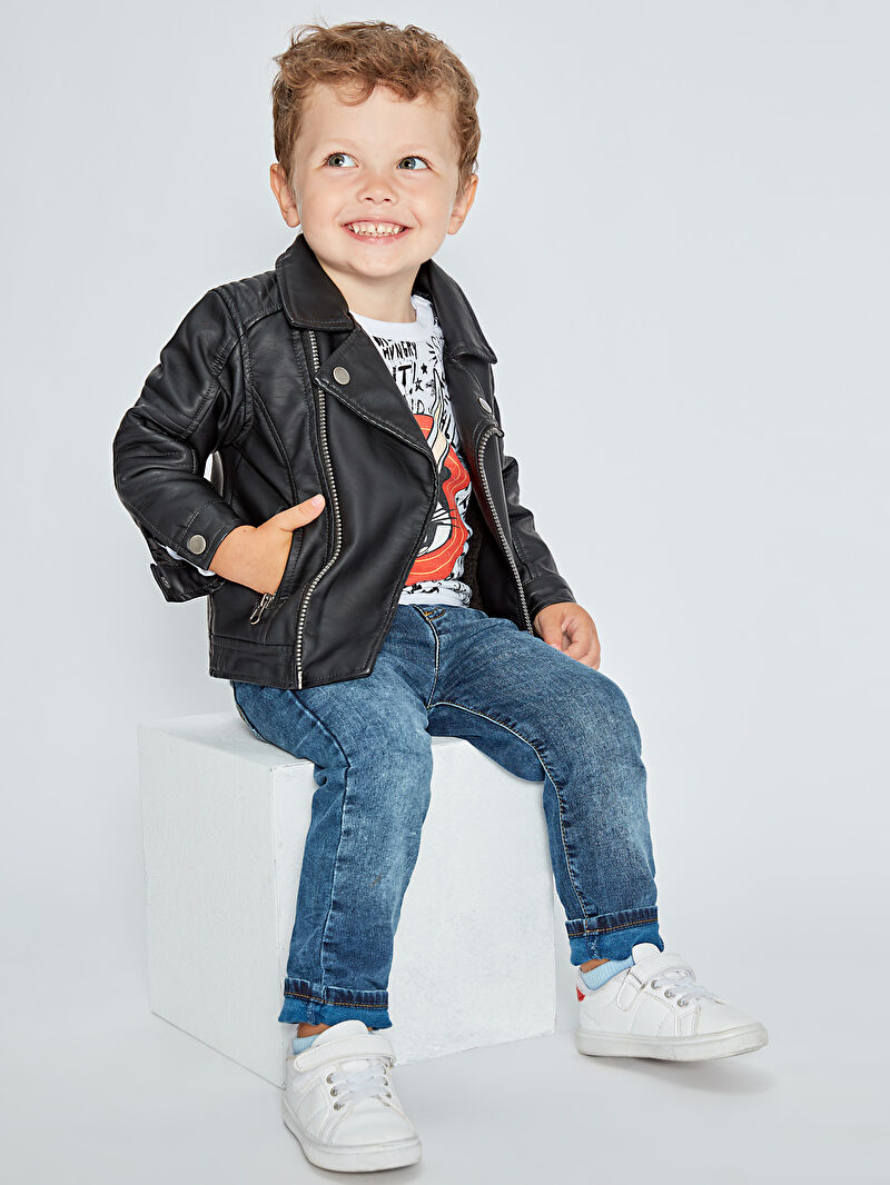 Siyah Erkek Bebek Deri Görünümlü Ceket LC Waikiki Siyah Erkek Bebek Deri Görünümlü Ceket LC Waikiki